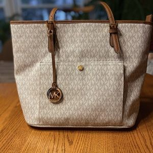 Michael Kors white logo jet set purse